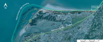 Graphic showing changing shoreline at Tahunanui